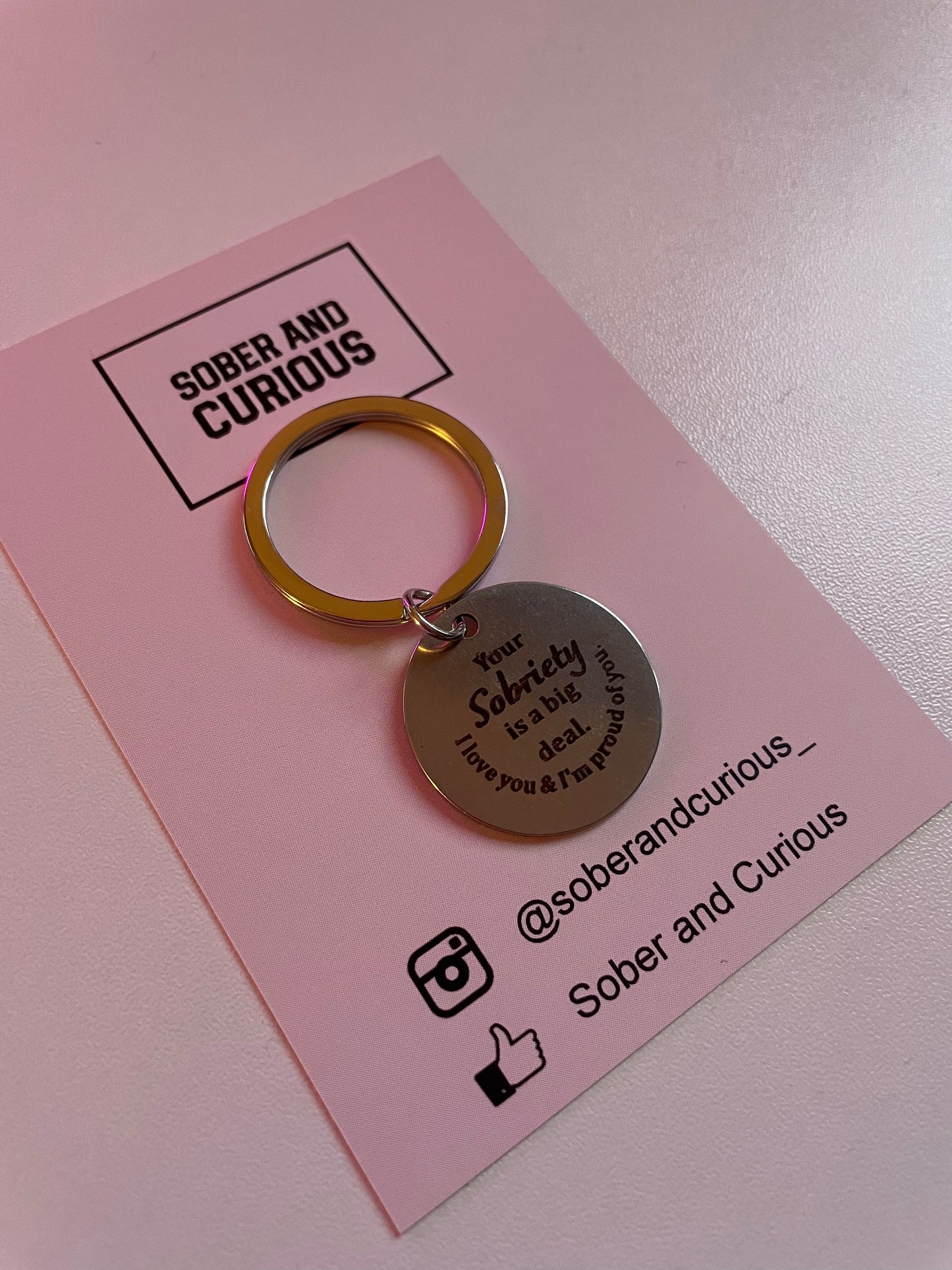 Sobriety Token Gift Keyring - Stainless Steel
