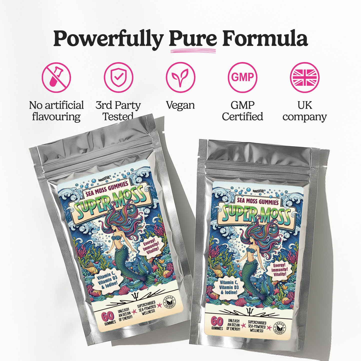 SuperMoss Sea Moss Gummies | Apple Flavour | 10 Gummies | Sea-Powered Energy, Immunity & Vitality