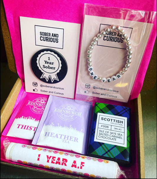Soberversary Letterbox Gift - Bracelet, Token and Treats