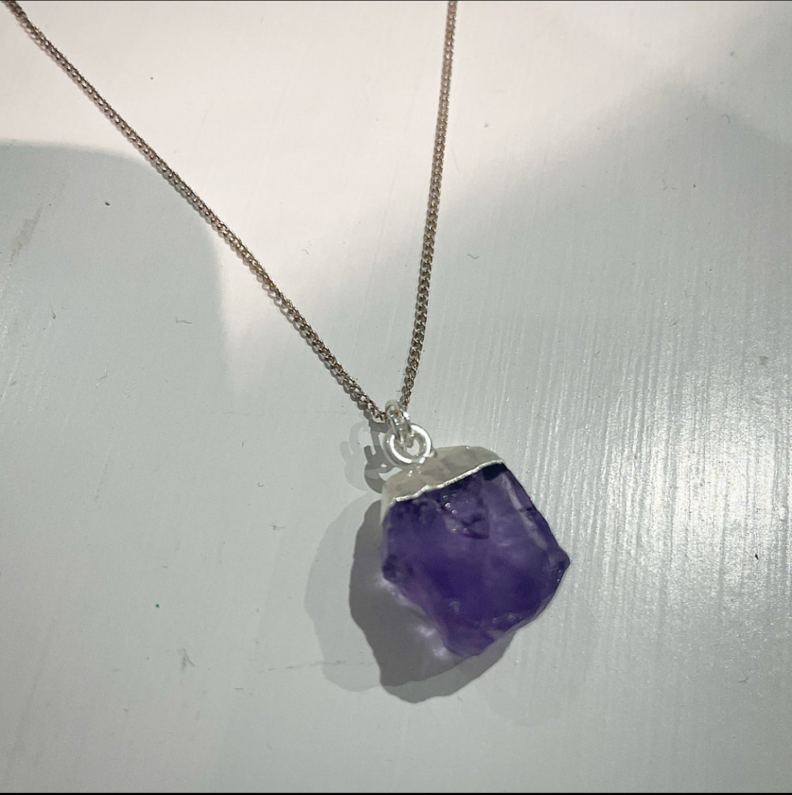 Amethyst Raw Crystal Charm Necklace - Sober Stone