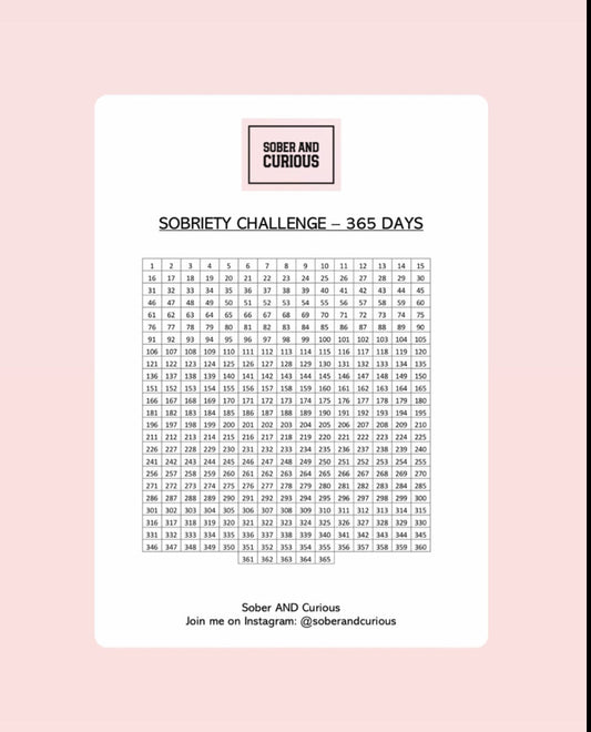 365 Day, 1 Year - SOBRIETY Tracker Challenge
