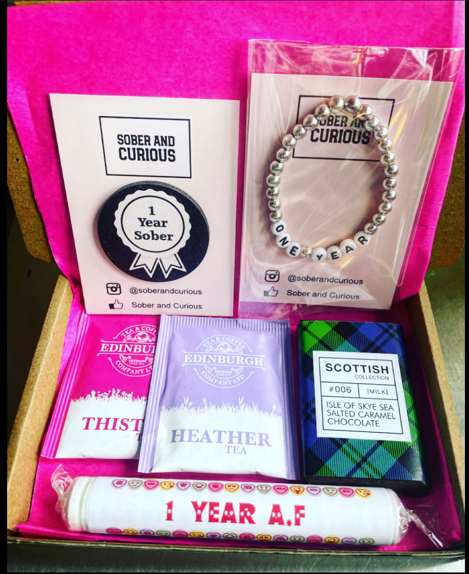 Soberversary Letterbox Gift - Bracelet, Token and Treats