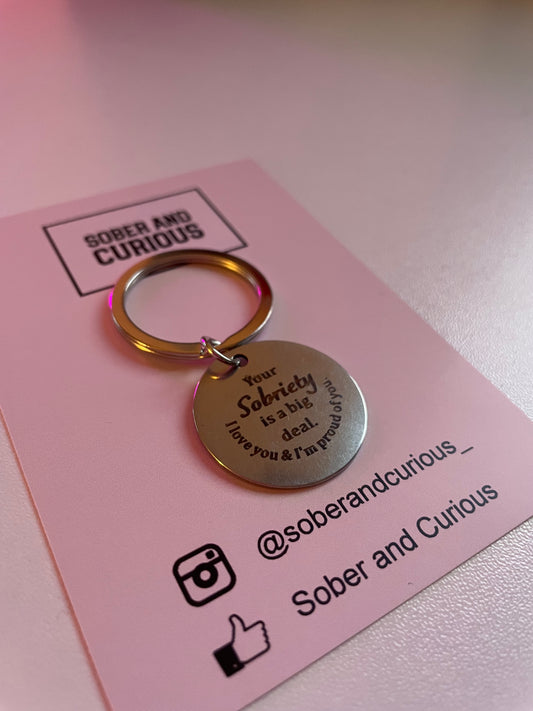 Sobriety Token Gift Keyring - Stainless Steel