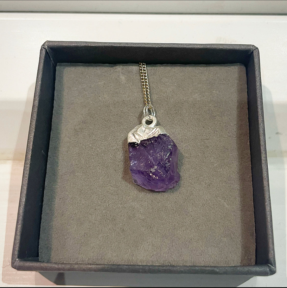 Amethyst Raw Crystal Charm Necklace - Sober Stone