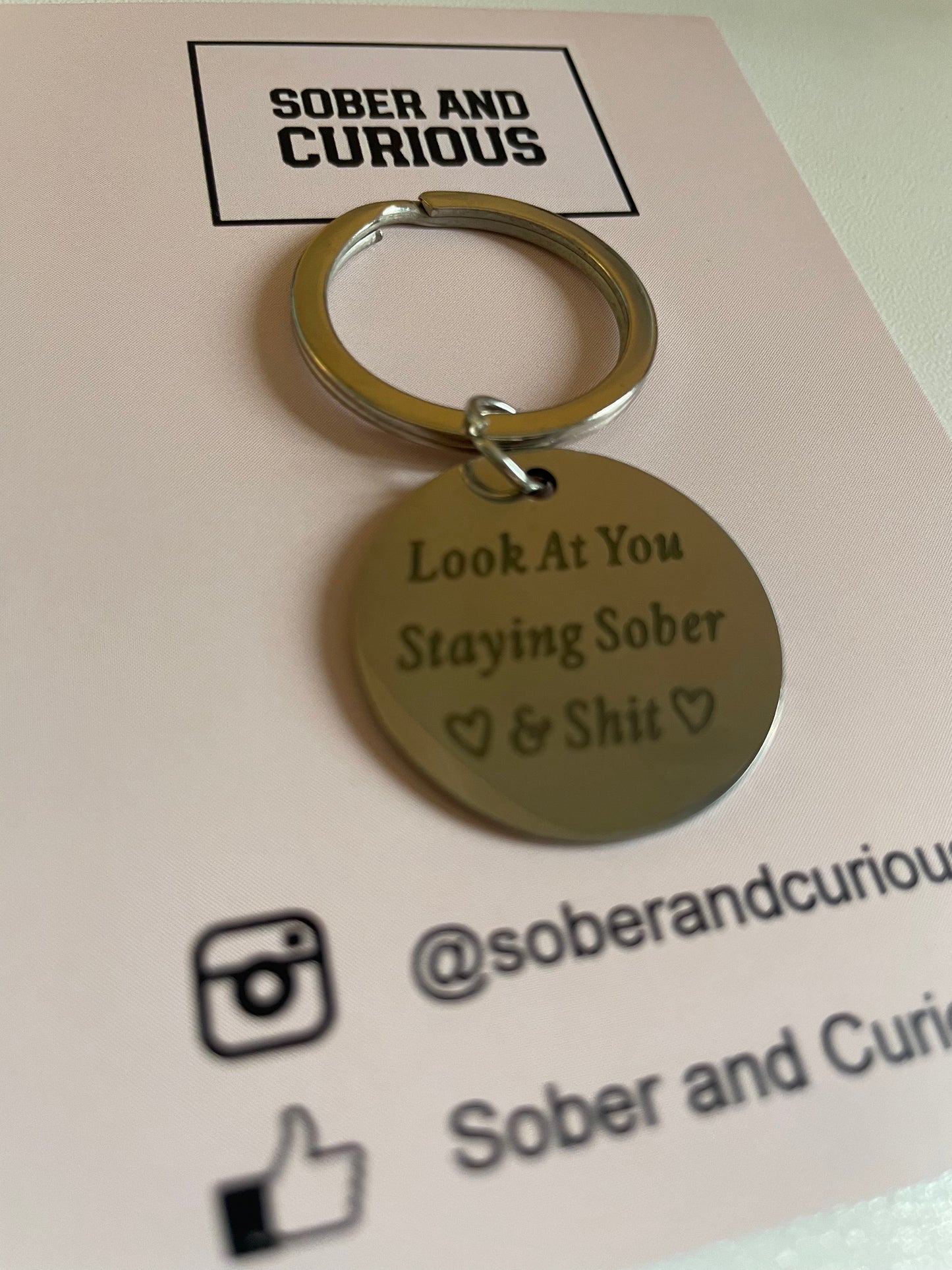 Sobriety Token Gift Keyring - Stainless Steel