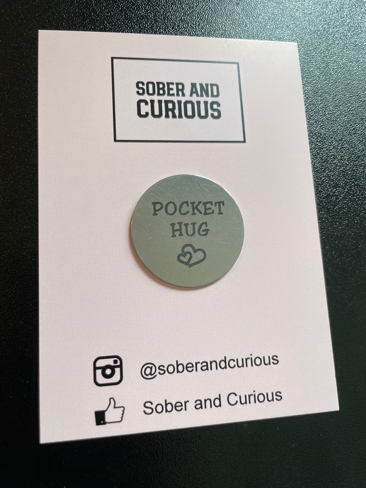 Sobriety Token Gift - Pocket Hug - Stainless Steel