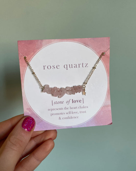 Rose Quartz Natural Raw Stone Necklace - Stone of Love