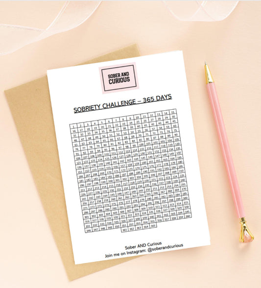DIGITAL DOWNLOAD - 365 Day, 1 Year SOBRIETY Tracker Challenge