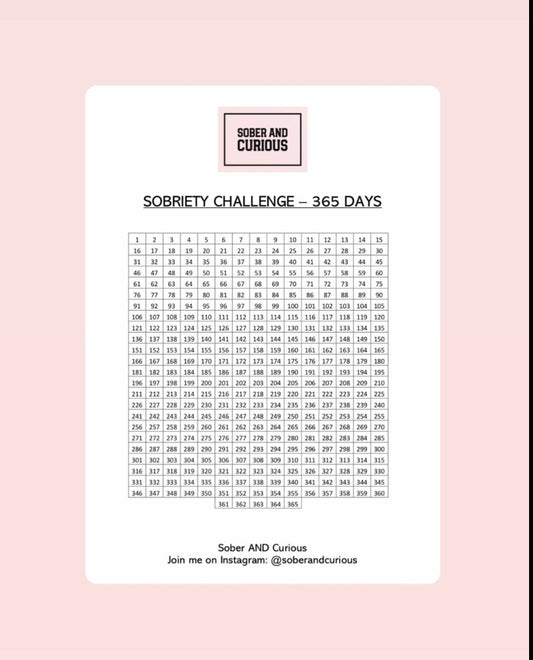 DIGITAL DOWNLOAD - 365 Day, 1 Year SOBRIETY Tracker Challenge