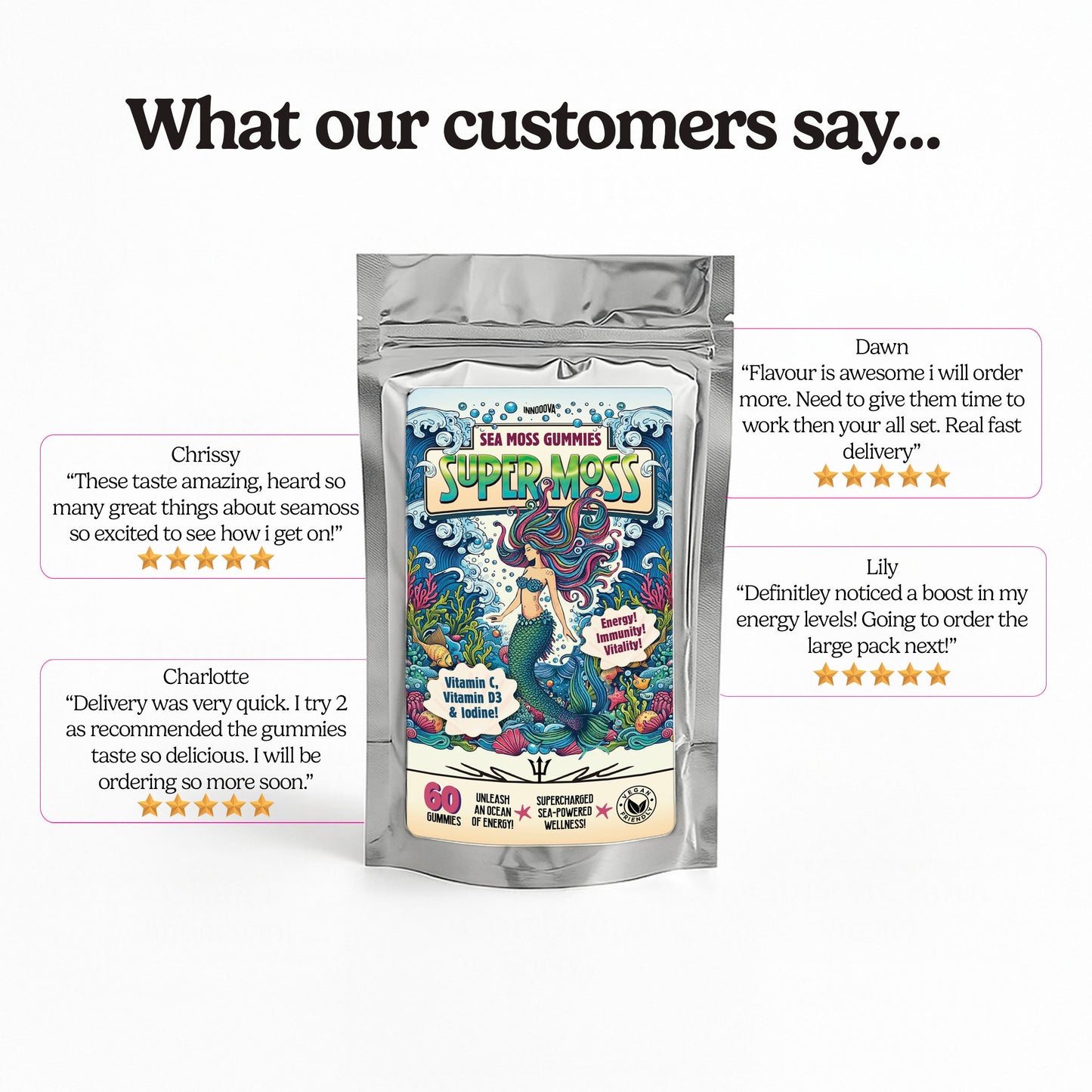 SuperMoss Sea Moss Gummies | Apple Flavour | 60 Gummies | Sea-Powered Energy, Immunity & Vitality