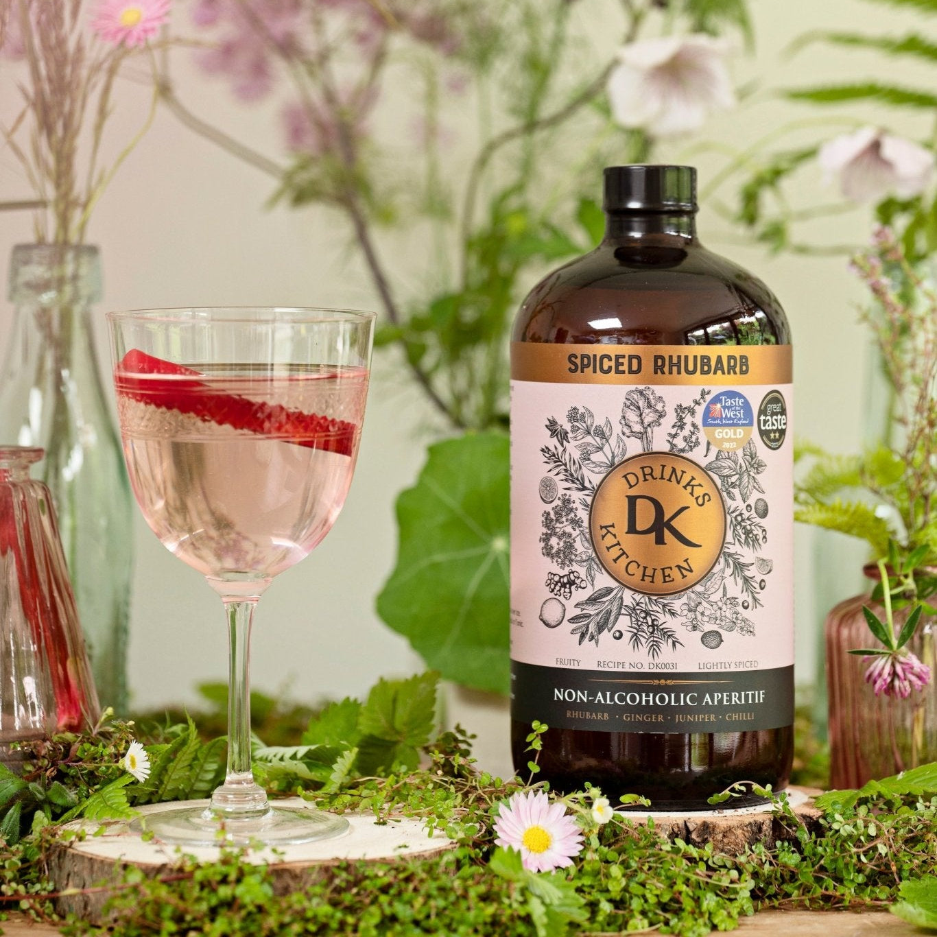 Drinks Kitchen Spiced Rhubarb, Non-Alcoholic Aperitif, 95cl