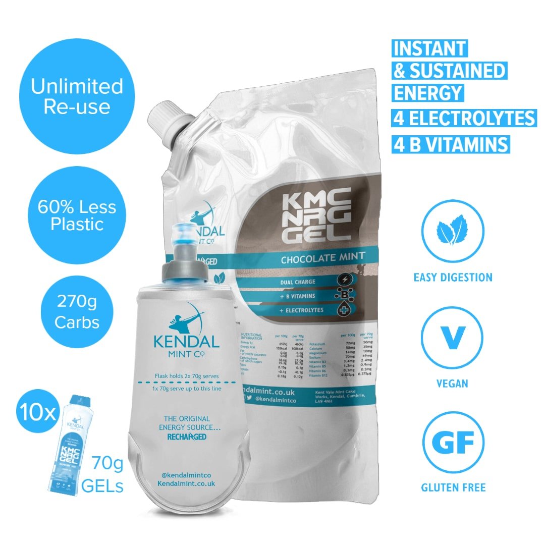 KMC NRG GEL Energy Gel Refill Pouch Chocolate Mint (10 x 70g Serves)