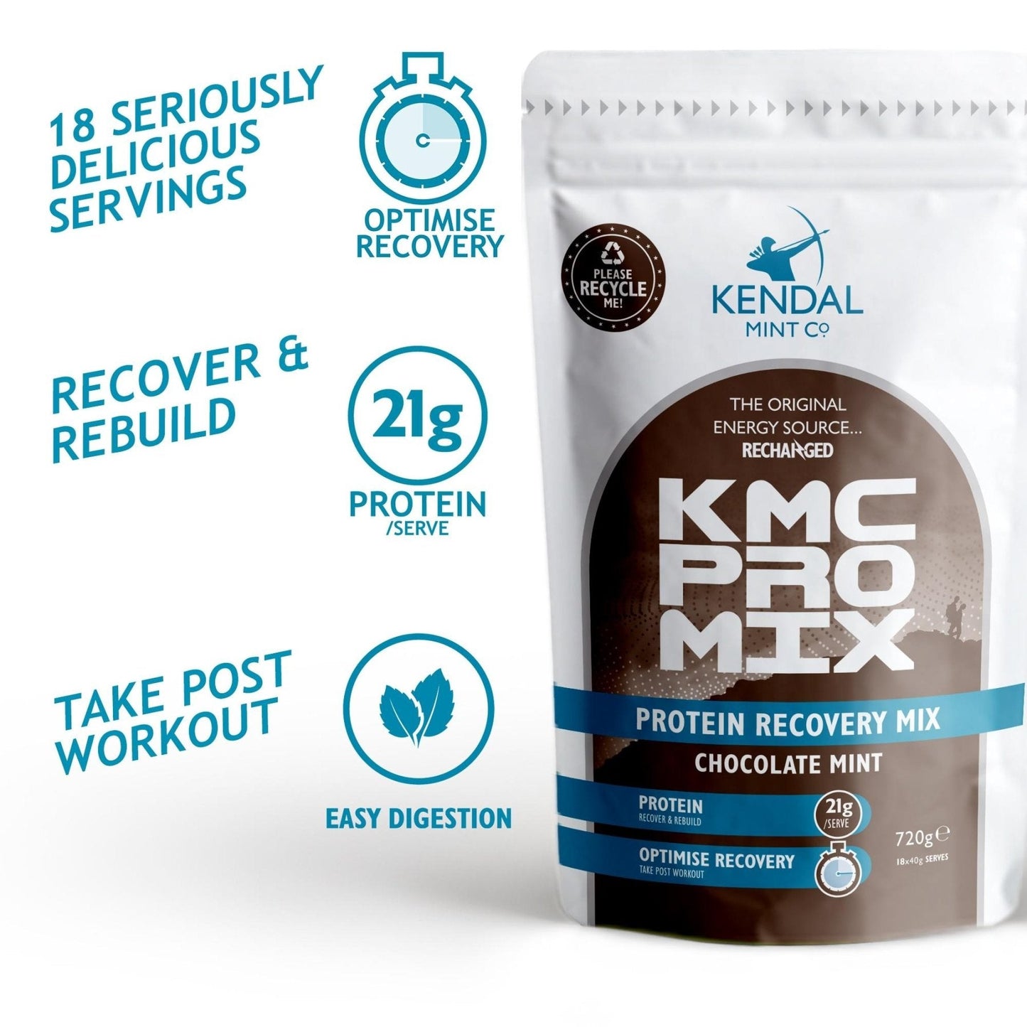 KMC PRO MIX Whey Protein Recovery | Chocolate Mint | 18 Serves/720g