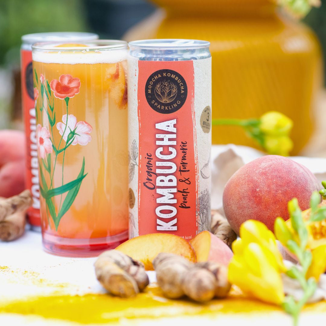 Peach & Turmeric Flavour Organic Kombucha