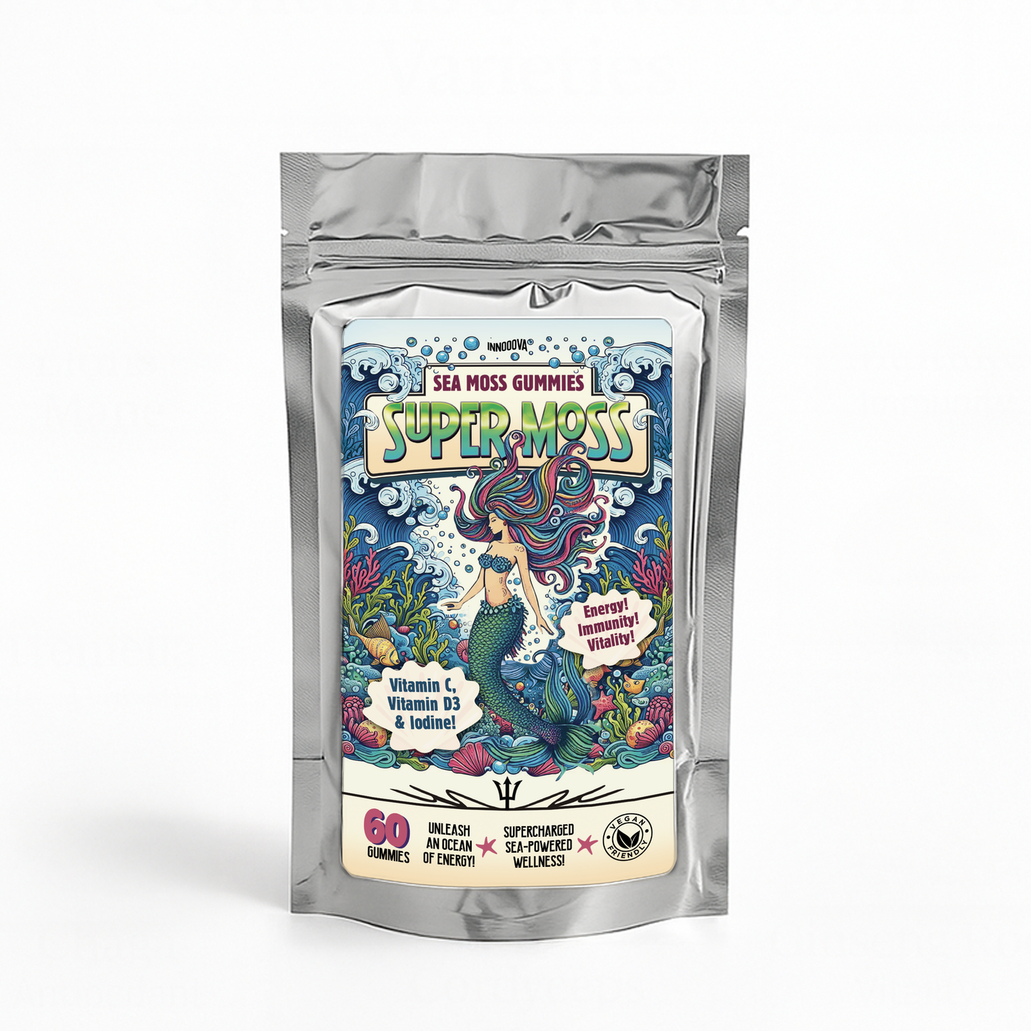 SuperMoss Sea Moss Gummies | Apple Flavour | 60 Gummies | Sea-Powered Energy, Immunity & Vitality