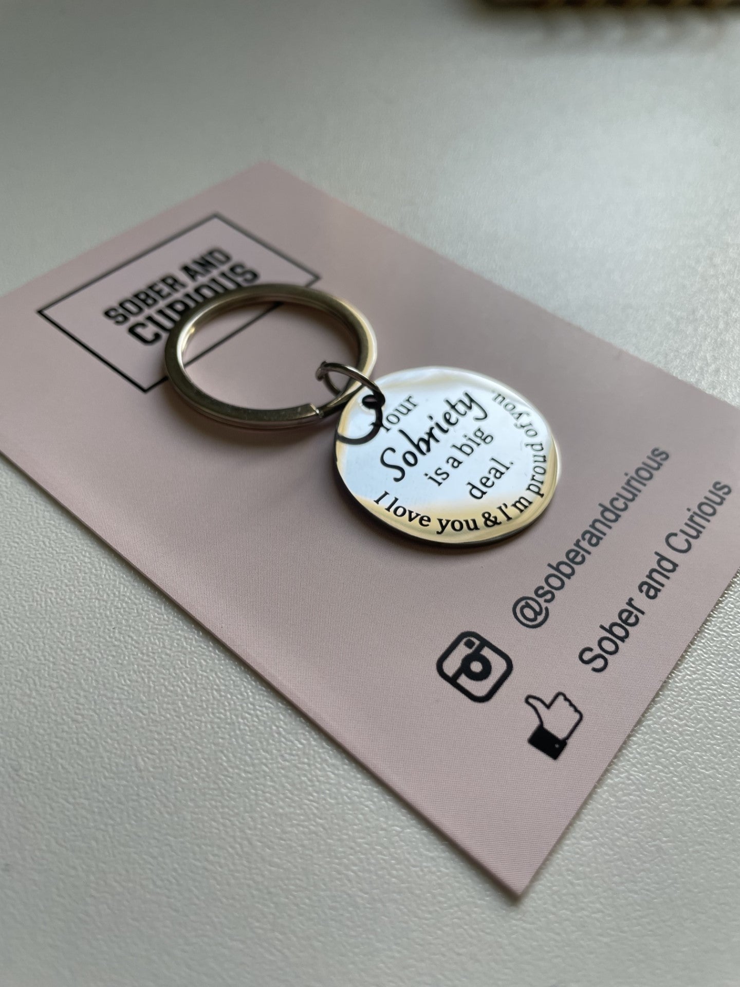 Sobriety Token Gift Keyring - Stainless Steel