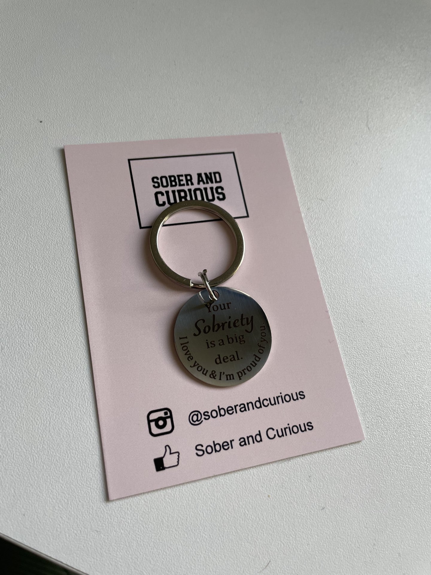 Sobriety Token Gift Keyring - Stainless Steel